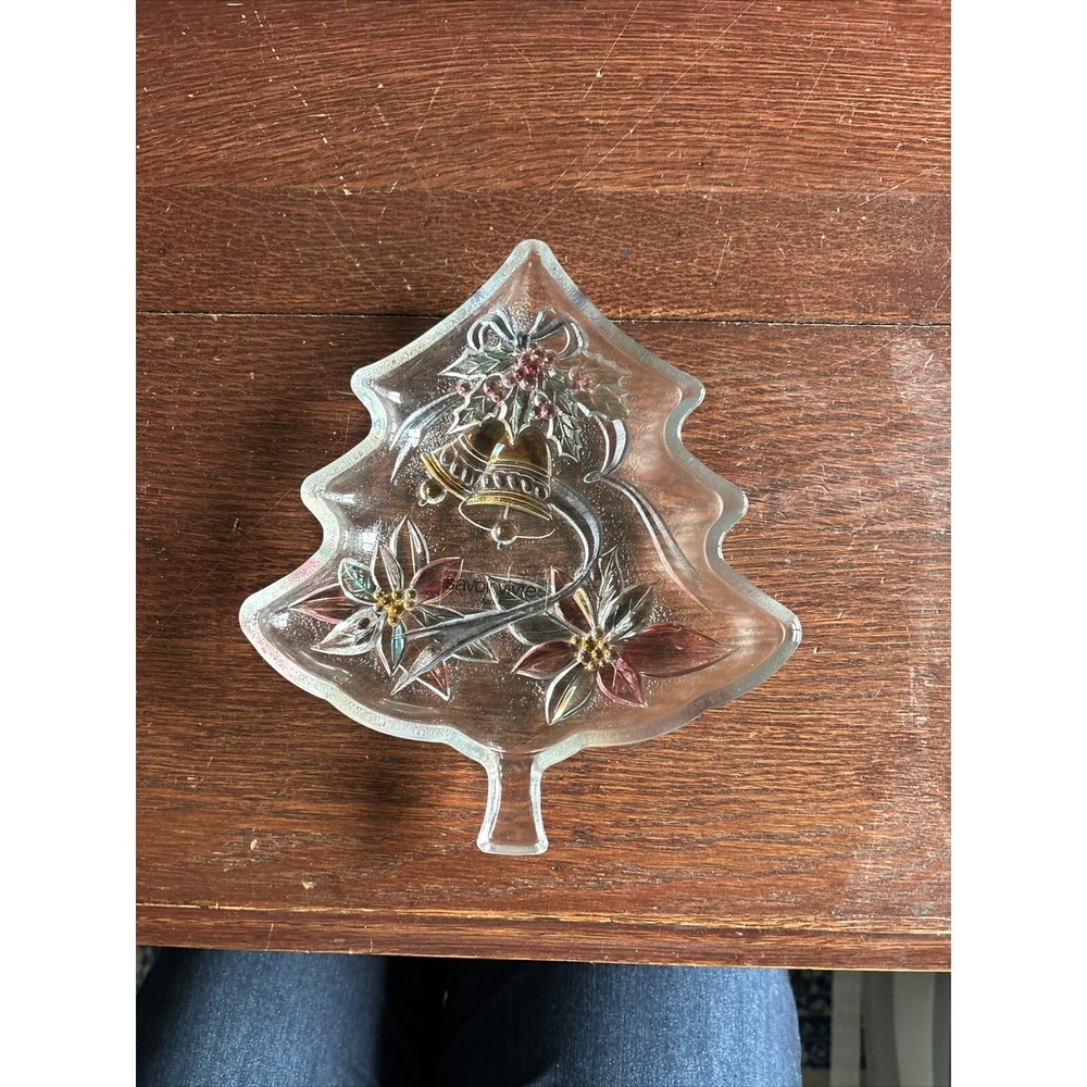 Vintage SAVOIR VIVRE Holiday Spirit Glass Christmas Tree Server ‎ Candy Dish